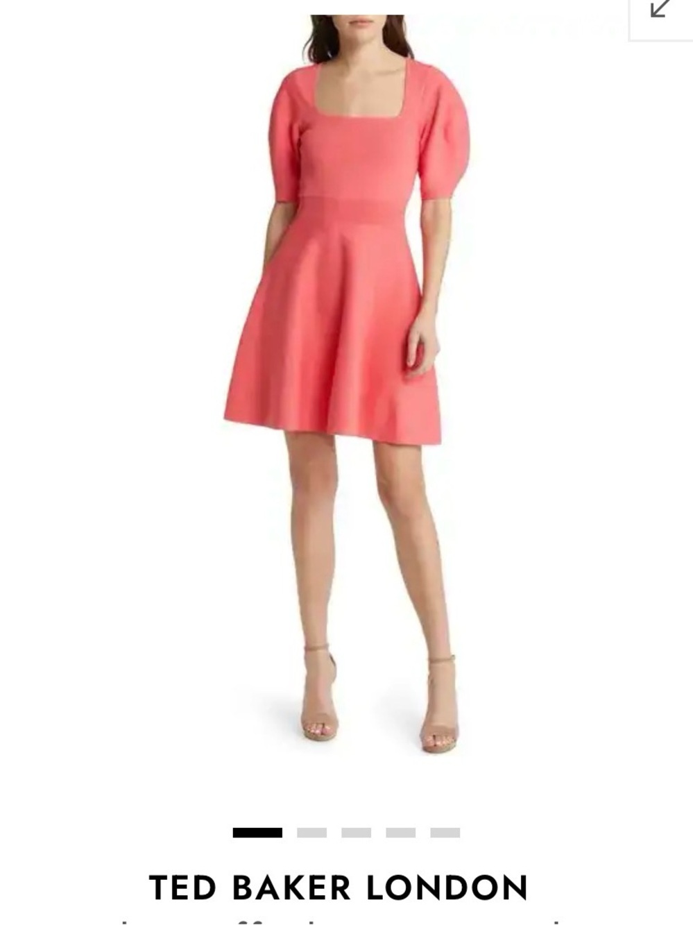 Ted Baker Coral Puff-Sleeve Square-Neck Mini Dress stretch